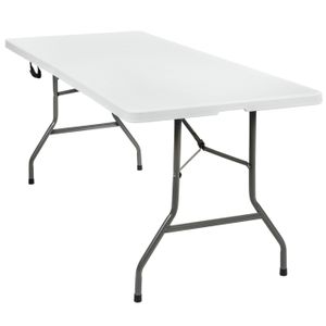 Liberoshopping Table Pliante en Bois Finition Blanche Repliable 60 x 95 cm Maison Jardin Camping 