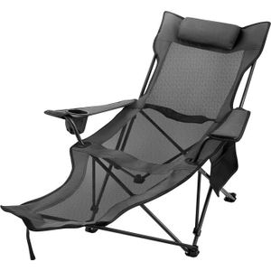 CHAISE DE CAMPING Chaise de Camping Pliante - VEVOR - 18 x 18 x 89 cm Chaise Porte-Gobelet - Gris en Tissu et Maille Oxford 600D