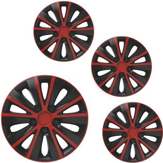 Enjoliveurs de roue - set complet de 4 pièces - NRM Extra Strong - rouge /  noir - 16 pouces - Cdiscount Auto