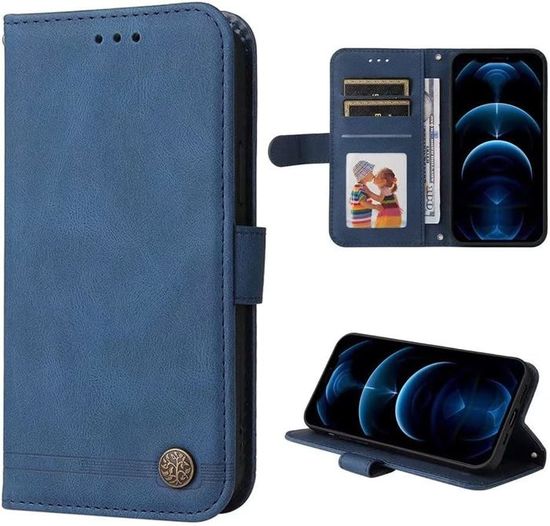 Étui Portefeuille Cuir Pour Honor Magic V5 | Avec Fente Carte, Coque TPU | Protection Et Style Bleu