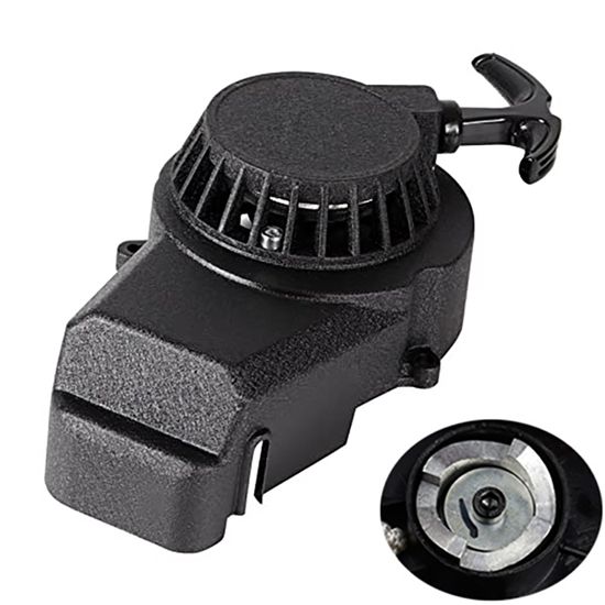 Qiilu Démarreur à Cordon Pour 49CC Dirt Bike, Minimoto, ATV - Alliage Aluminium - Noir - 14.2x9.5cm