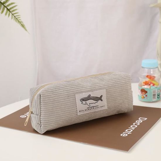 Trousse à Crayons En Velours Côtelé - Pochette Scolaire élégante Avec Fermeture éclair - Pour Fournitures Et Maquillage - 10