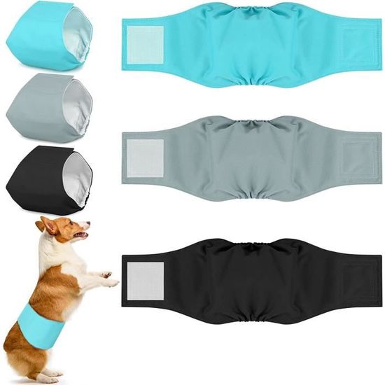 Couche Pour Chien 3 Couches Chiens Mâles Lavable Réutilisables Bandes Ventrales Chiot Très 1