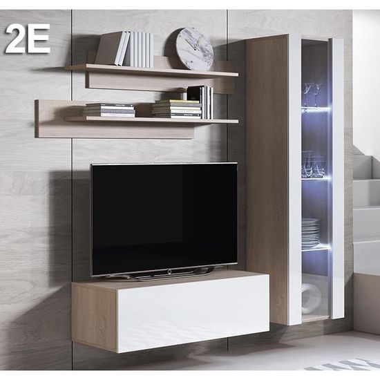 WXQIANG Meuble TV mural flottant Étagère murale pour chambre à coucher,  salon, TV, fond TV, étagère murale 1,1 m (couleur : blanc, taille : 130 cm)  : : Cuisine et Maison