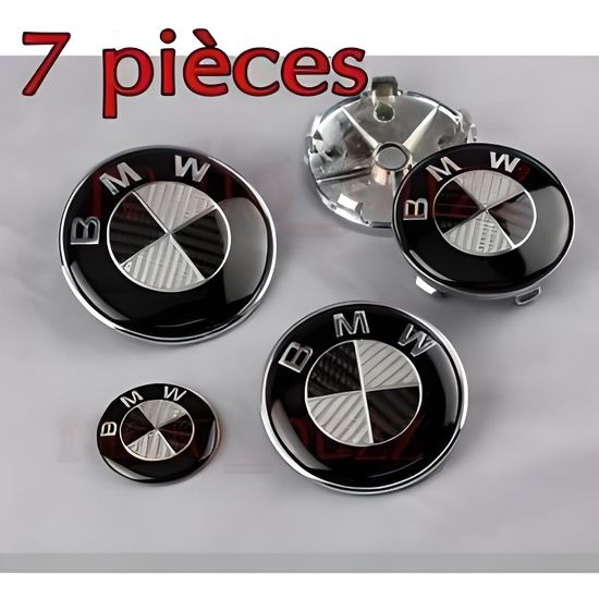 2 Insigne Capot Coffre Badge Logo Embl&egrave;me BMW 82 Mm Blanc Et Noir Black