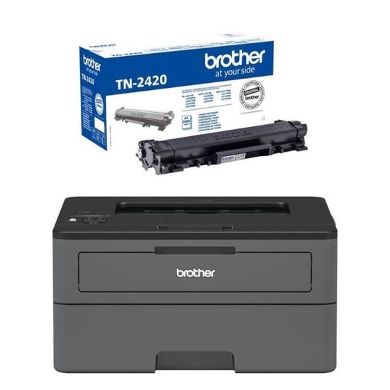BROTHER Imprimante Laser HL-L2370DN - Monochrome - Recto / Verso - Ethernet + Toner noir haute capacité TN2420 - 3 000 pages