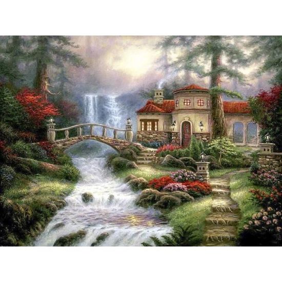 Diamond Painting Broderie Diamant Kit Complet Paysage Hiver Campagne 50X60 Kit De Peinture
