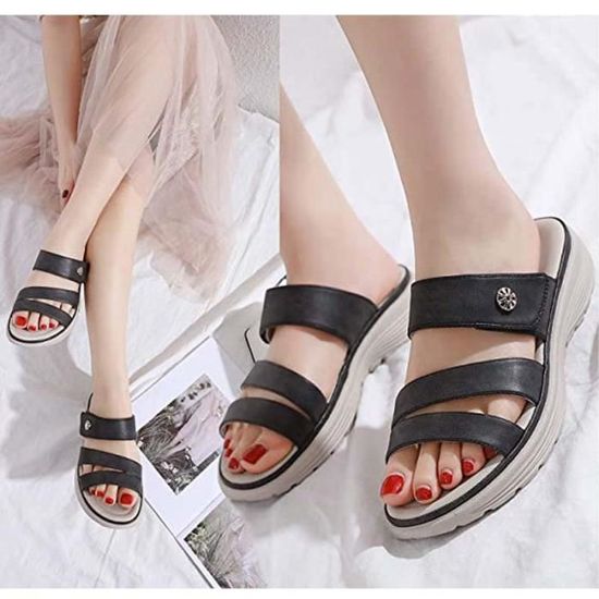 Pantoufles Femme Ete Sandale Compensee Femme Eté Pantoufles Rétro
