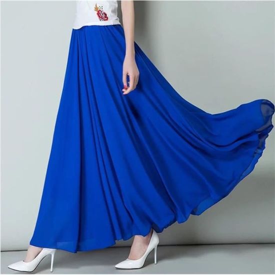ORANDESIGNE Jupe Femme Longue Plissée Mousseline Taille Haute - Fluide Et Élégante