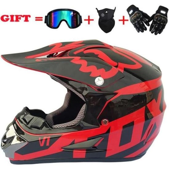 Casque Moto Cross Intégral Pirate Crâne - Inclut Lunettes, Gants, Masque - Taille S à XL - ABS Résistant, Léger (960g) - Unisexe Adulte
