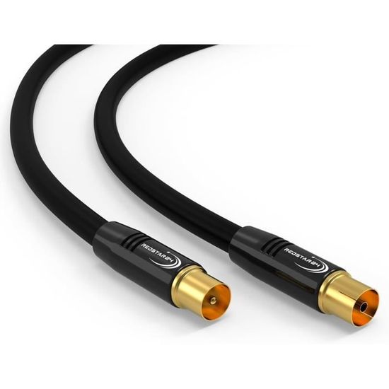 EXTÉRIEUR ASSIS F- LNB Câble De Raccordement Set Noir HQ Cuivre 7,5m