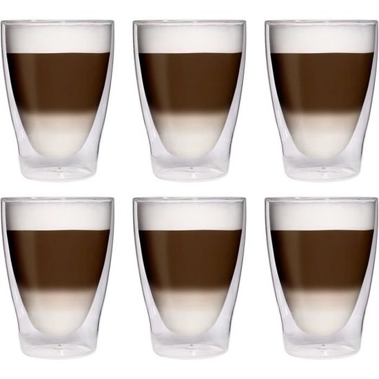 Verres à latte macchiato classiques à double paroi 350 ml en verre borosilicate - pour Verres à latte macchiato classiques à double paroi 350 ml en verre borosilicate - pour