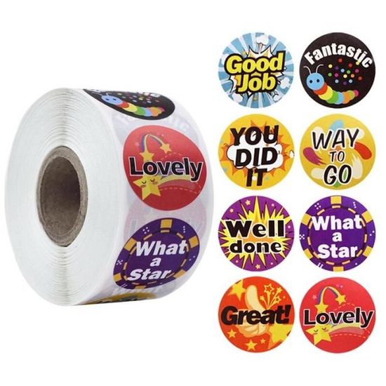 Rouleau De 500 Autocollants Animaux Ronds - Stickers Récompense Enfants, Imperméables, Réutilisables, Pour Bricolage, Cadeaux, Décoration