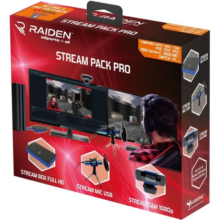 Subsonic Raiden - Pack accessoires de streaming gamers et rs,  boitier de capture vidéo Full HD, micro, caméra HD - Cdiscount Informatique