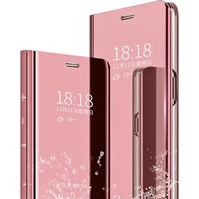 Coque Samsung S9 Plus ,coque * 5 piècesr + Protection Flip Clear View Translucide Miroir Standing 360°Housse