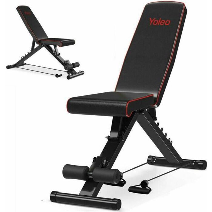 Banc de Musculation Pliable,Banc Inclinaison/Déclin/Plat,Banc de Fitness Musculation,Noir