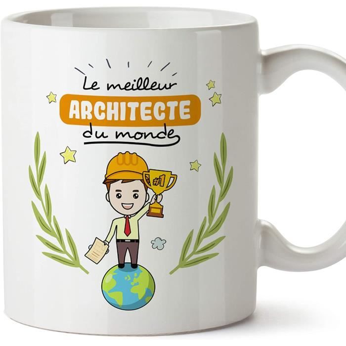Architecte Tasses Originales de café et Petit-déjeuner - Meilleur Architecte du Monde - Céramique 350 ML