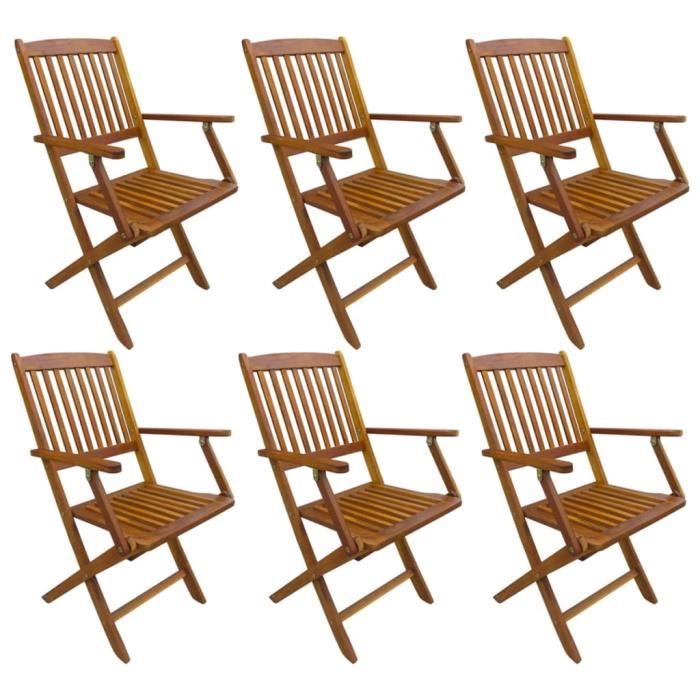 Chaises pliables d'extérieur 6 pcs Bois d'acacia solide YES
