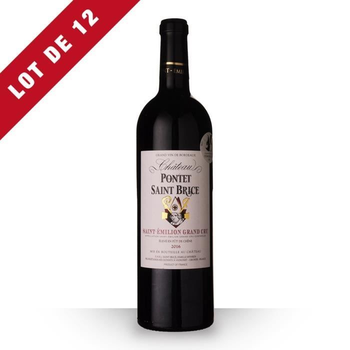 Lot de 12 - Château Pontet Saint-Brice 2016 AOC Saint-Emilion Grand Cru - 12x75cl - Vin Rouge