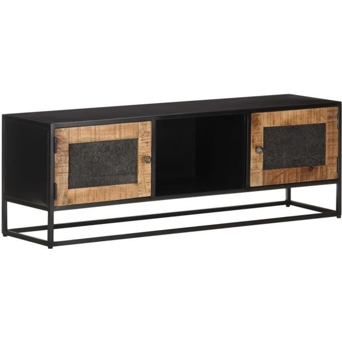 Unique Meuble TV industriel Armoire HiFi Meuble de télévision 120x30x40 cm Bois de manguier brut 3587