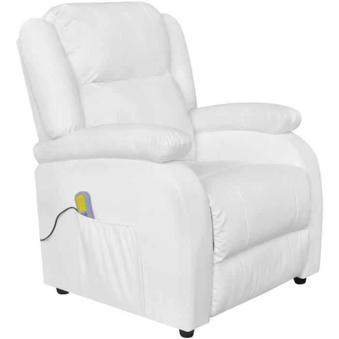Fauteuil électrique de massage Style Contemporain Fauteuil relax Relaxation Fauteuil TV Fauteuil Loisir et Repos - Blanc Simili��259
