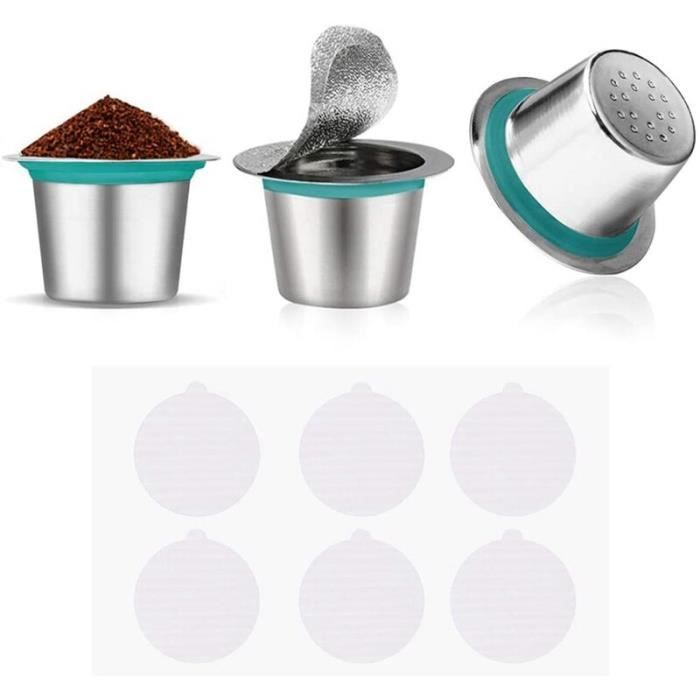 Dosettes de café réutilisables filtre de café de Capsule de café avec 60 couvercles auto-adhésifs de papier d'aluminium pour des