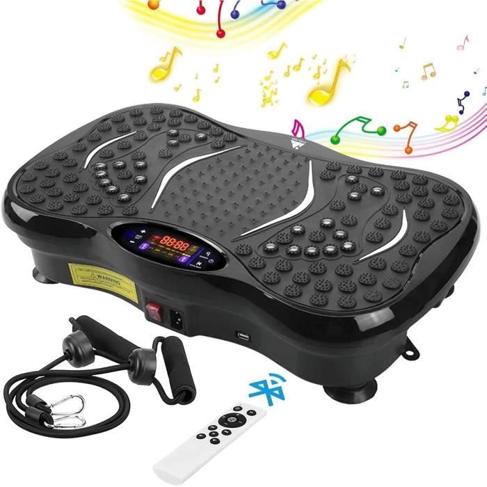 EVOLAND Plateforme Vibrante Fitness, Plaque Vibrante Bluetooth avec Surface Antidérapante - Écran Tactile LCD - Appareil de Mas A48