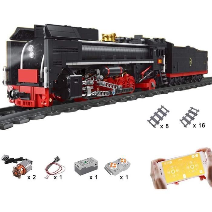 Jeux de construction LODIY City Train Electrique Télécommandé - 1552 Pièces Locomotive à Vapeu496