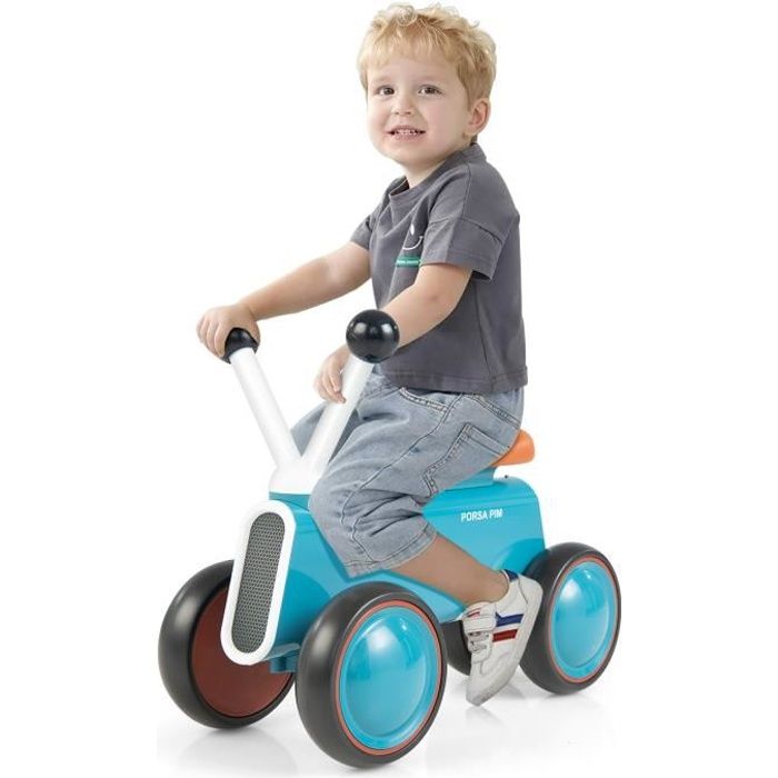 COSTWAY Draisienne Bébé 1 An, Vélo d'Équilibre sans Pédale 4 Roues - Direction à 135°Cadeau pour Fille Garçon 10 à 24 mois