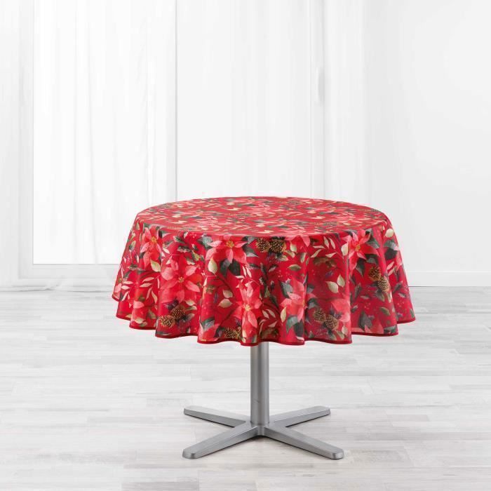 CDaffaires Nappe ronde (0) 180 cm polyester imprime la rosiere Rouge
