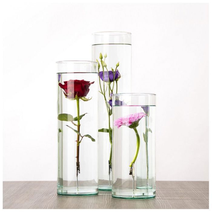 Statuettes & sculptures - Vase Fleur immergée - D 12,2 x H 30 cm - Verre Transparent