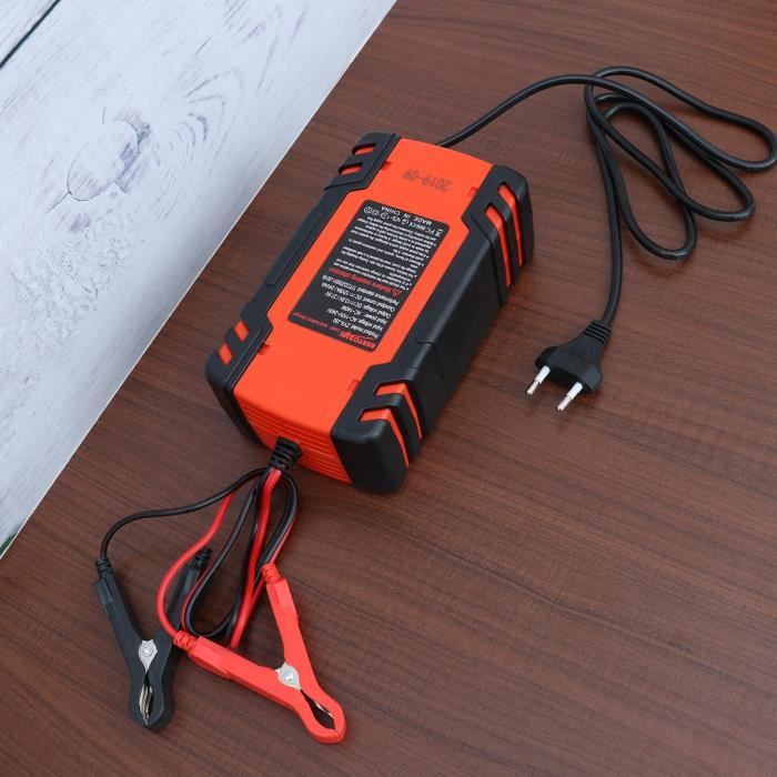 Chargeur de batterie de voiture 12V 24V, Chargeur de batterie rapide avec prise UE rouge rouge
