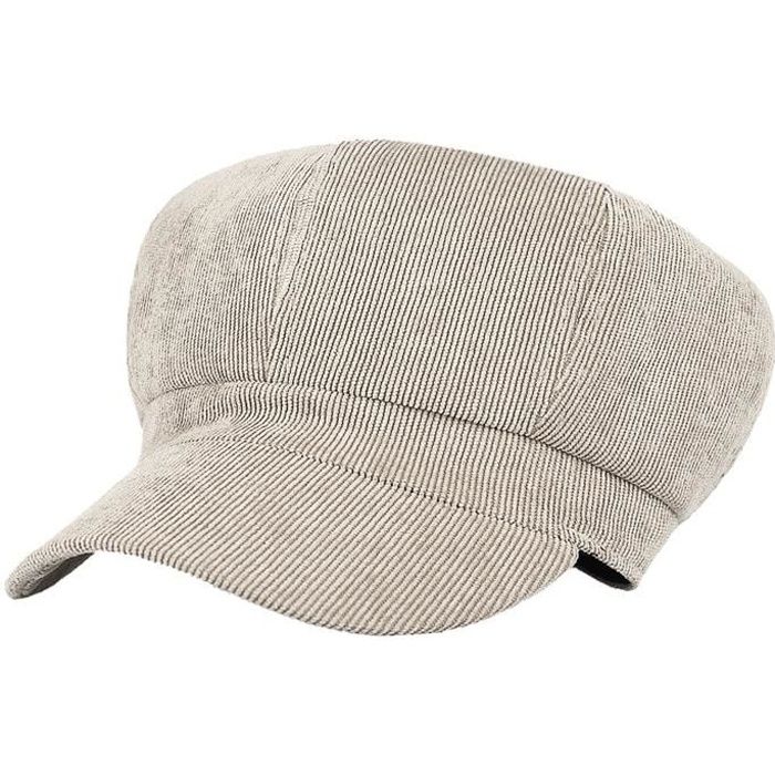 GEMVIE Béret Casquette Gavroche Femme Chapeau Newsboy Octogonal Kaki Vintage Automne-Hiver