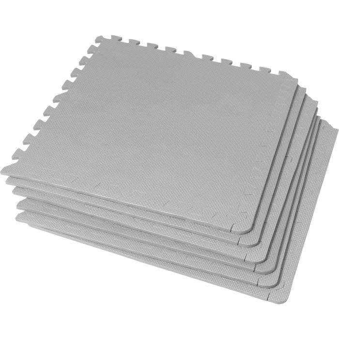 6 dalles carrées de protection + 12 embouts de finition - 1,2 cm d'épaisseur - Couleur gris