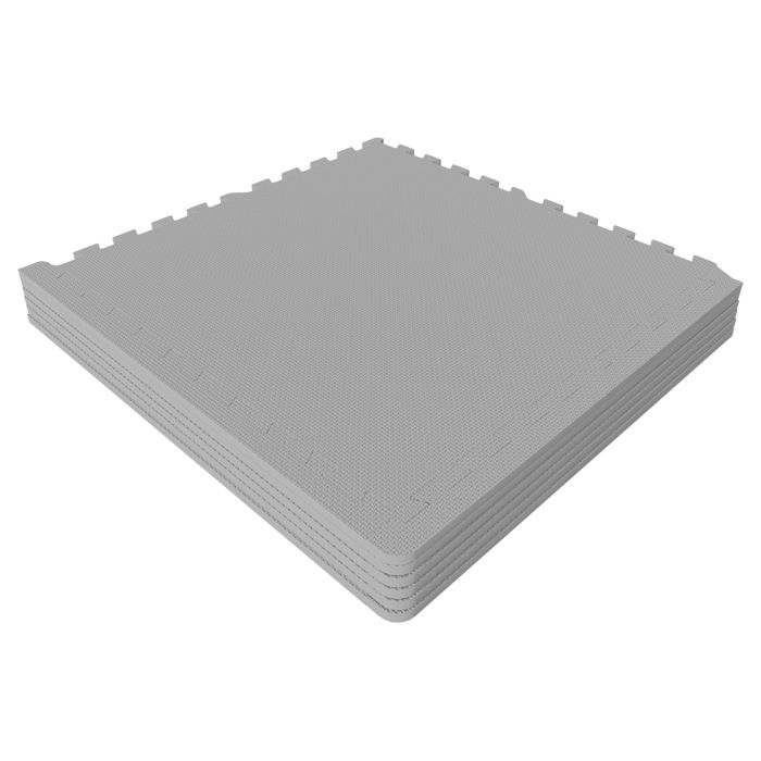 6 dalles carrées de protection + 12 embouts de finition - 1,2 cm d'épaisseur - Couleur gris
