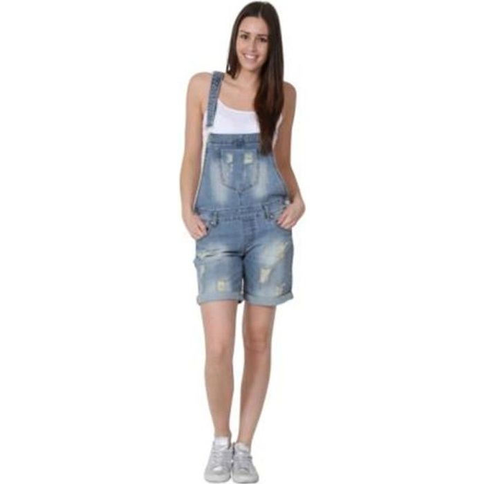Salopette Short en jean denim shorts pour femme
