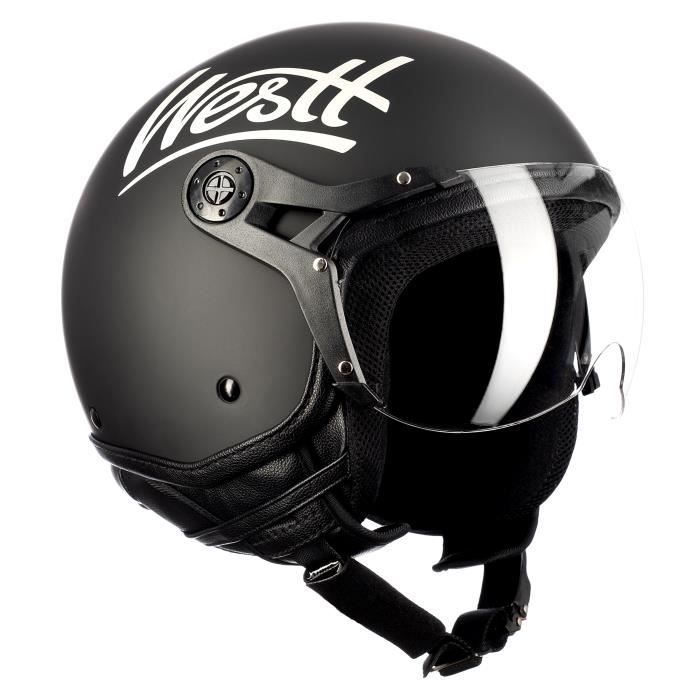 XL ou XXL Noir Moto Helmets/® D33 Casque de moto demi-coque avec fermeture rapide Casque de moto ou scooter au style r/étro Taille S L M
