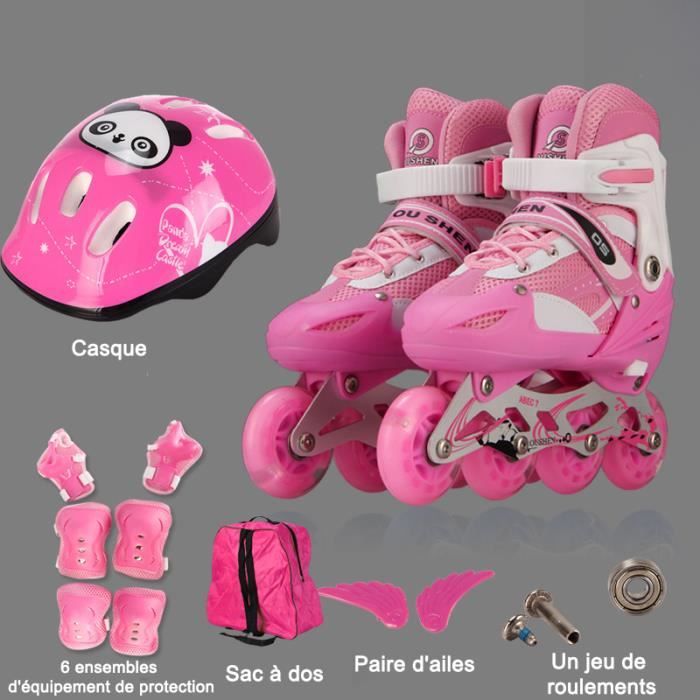 Rollers In Line Pour Enfants Roues LED Illuminées Patins à Roulettes Avec Cadeaux 5 Pièces Casque Protection Sac Ailes Roulements