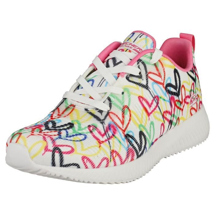 Baskets Skechers BOBS SQUAD STARRY LOVE 117092-WMLT - Femme - Blanc Multicolore - 36 EU