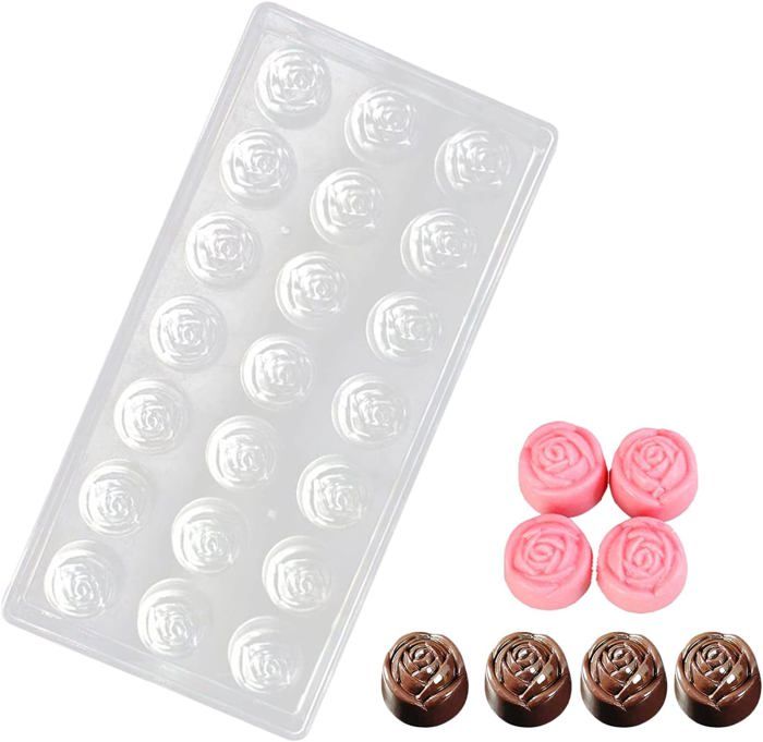 Liobelon Moule à Gâteau Rose 3D En Silicone : 6 Cavités Antiadhésives, Pour Chocolat, Dessert, Savon (29,6x17,2cm)