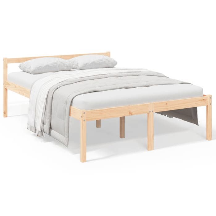 Lit pour personne âgée - 140x190 cm - Bois massif de pin LL133854