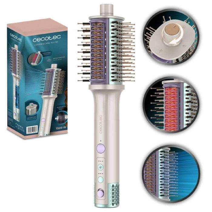 Cecotec Brosse Soufflante CeramicCare Allin1 Chauffante Brosse Coiffante 1500 W 4 en 1 3 directions dair et revêtement en