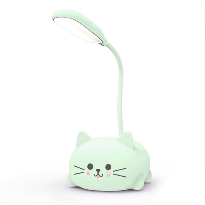 Mini veilleuse petite lampe de bureau LED pliante chargement USB protection des yeux petit chat vert