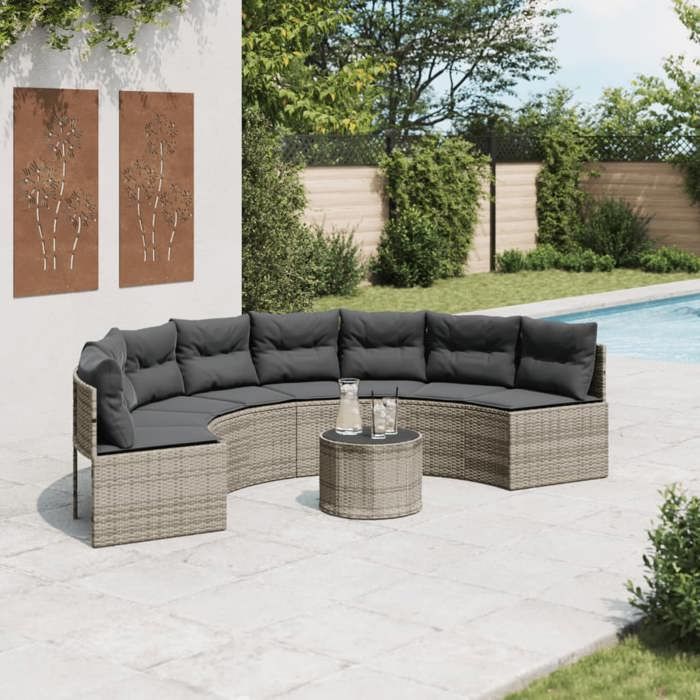 VidaXL Salon de jardin demi rond 2 pièces résine tressée - vue 6