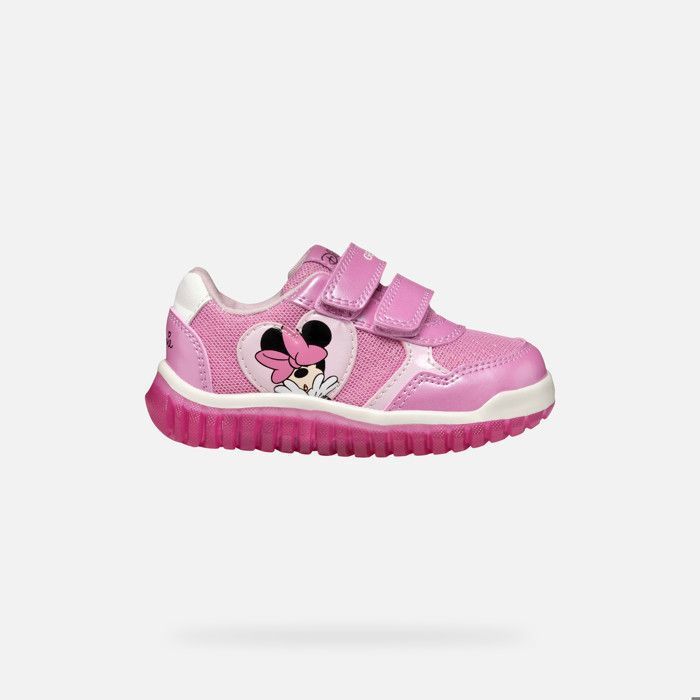Geox Baskets bébé fille - GEOX - Lightyloo A - Rose foncé - Scratch - Semelle plate