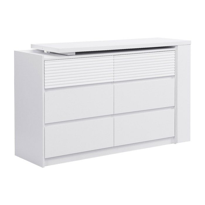 Commode coiffeuse 6 tiroirs et 3 niches - Blanc - BOPANIA Commode coiffeuse 6 tiroirs et 3 niches - Blanc - BOPANIA