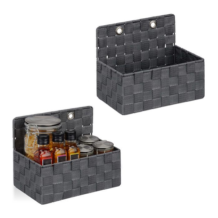 Relaxdays Lot De 2 Paniers Rangement Gris - Salle De Bain Entrée 20x25x16,5cm