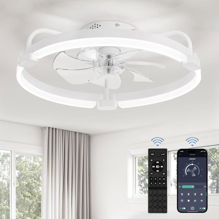 Ventilateur De Plafond Avec Eclairage Led 33W Plafonnier Avec Ventilateur Dimmable (3000K-6000K Ventilateur De Plafond Avec Eclairage Led 33W Plafonnier Avec Ventilateur Dimmable (3000K-6000K