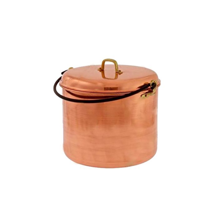 Casserole Cuivre Arceau Fer 24 cm 8L - Conduction Parfaite Polyvalente pour Tous Herds Sauf Induction