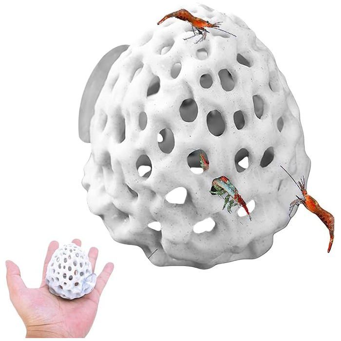 Comparer les prix de Dôme pour crevettes - KZQ - Cachette Aquarium - Plastique Poreux - 8X7 cm - Blanc